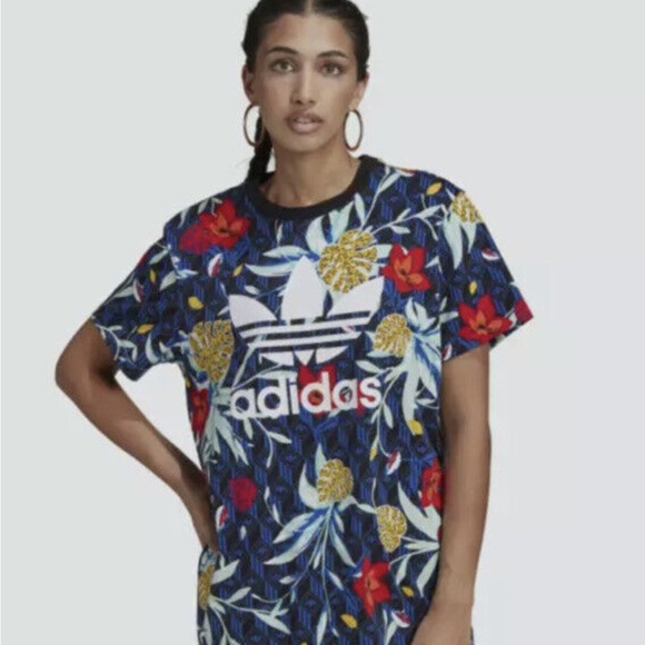 adidas Tops - adidas Women’s Floral Logo Tee - Navy Multi